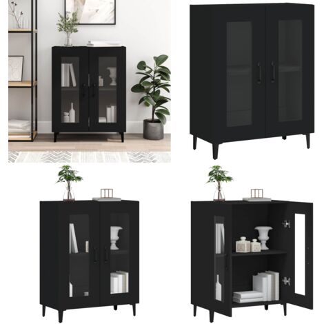 Buffet noir 69,5x34x90 cm bois d'ingénierie - Buffet Noir - Meuble De Rangement - Armoire - Commode - Décoration Intérieure - Home & Living