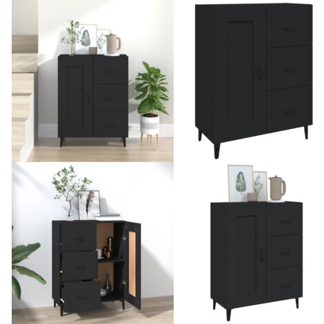 Buffet Noir 69,5x34x90 cm Bois d'ingénierie - Buffet Noir - Meuble De Rangement - Commode - Armoire Laterale - Mobilier Salon - Home & Living