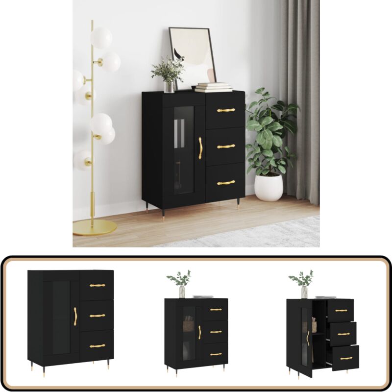 Vidaxl - Buffet noir 69,5x34x90 cm bois d'ingénierie - Buffet Noir - Meuble Rangement - Buffet Design - Mobilier Salon - Commode Moderne