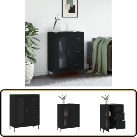 Buffet noir 69,5x34x90 cm bois d'ingénierie - Buffet Noir - Meuble Rangement - Commode - Mobilier Salon - Décoration Intérieure