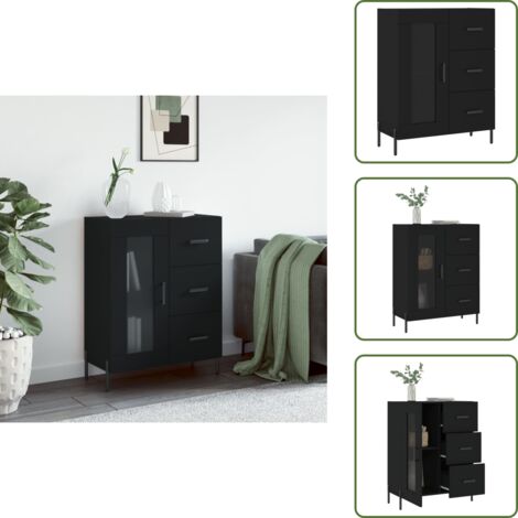Buffet noir 69,5x34x90 cm bois d'ingénierie - Buffet Noir - Meuble Rangement - Commode - Mobilier Salon - Décoration Intérieure
