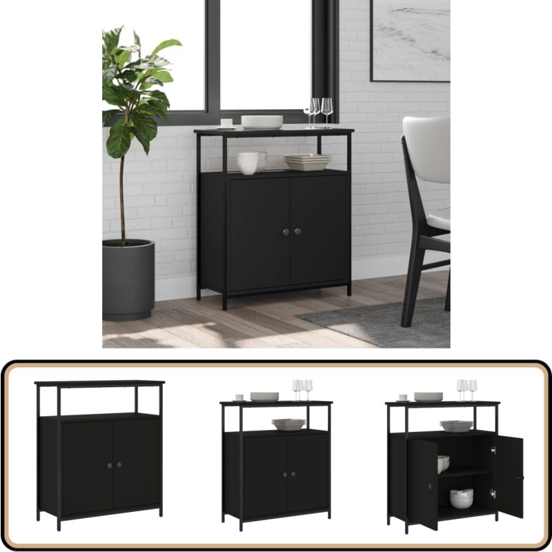 Vidaxl - Buffet noir 70x30x80 cm bois d'ingénierie - Buffet Noir - Meuble De Rangement - Commode - Mobilier Salon - Décoration Intérieure
