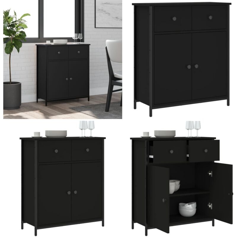 Vidaxl - Buffet noir 70x30x80 cm bois d'ingénierie - Buffet Noir - Meuble Rangement - Commode - Mobilier Salon - Décoration Intérieur - Home & Living