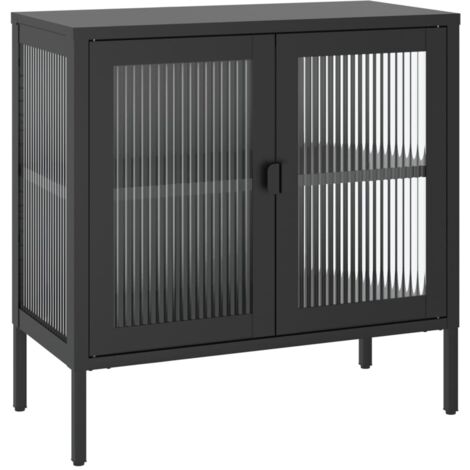 Buffet noir 70x35x70 verre et acier
