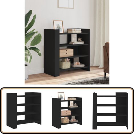Buffet noir 73,5x35x75 cm bois d'ingénierie - Buffet Noir - Meuble Rangement - Commode - Design Moderne - Mobilier Salon
