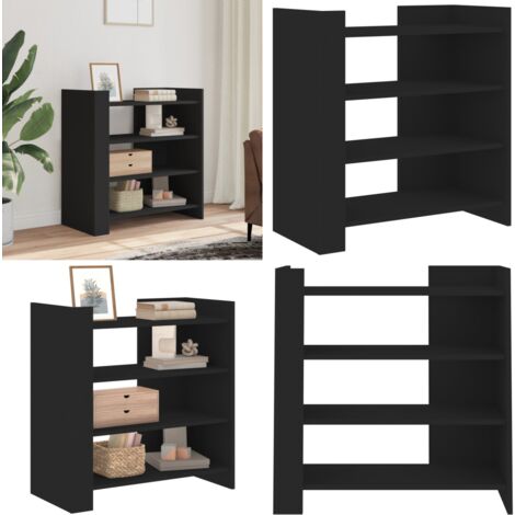 Buffet noir 73,5x35x75 cm bois d'ingénierie - Buffet Noir - Meuble Rangement - Commode - Design Moderne - Mobilier Salon - Home & Living