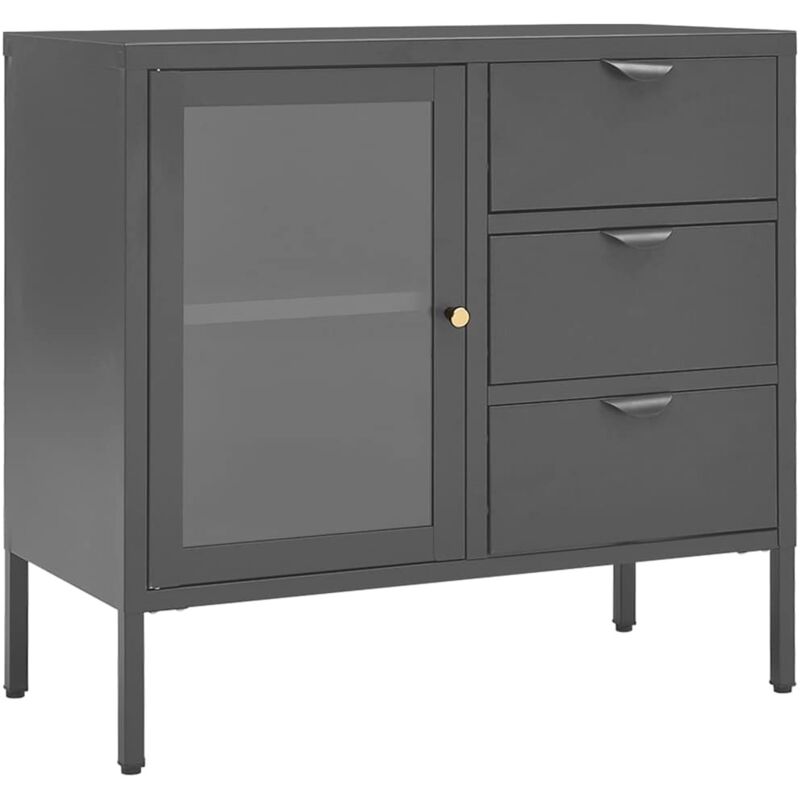 Vidaxl - Buffet Anthracite 75x35x70 cm Acier et verre trempé