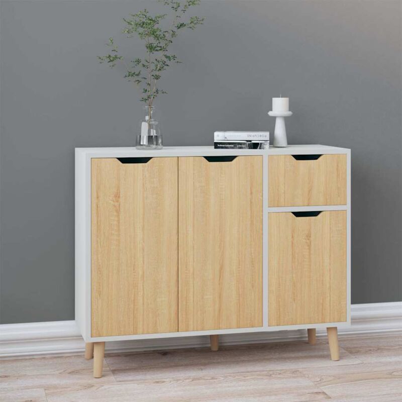 Vidaxl - Buffet Blanc et chêne sonoma 90x30x72 cm Aggloméré