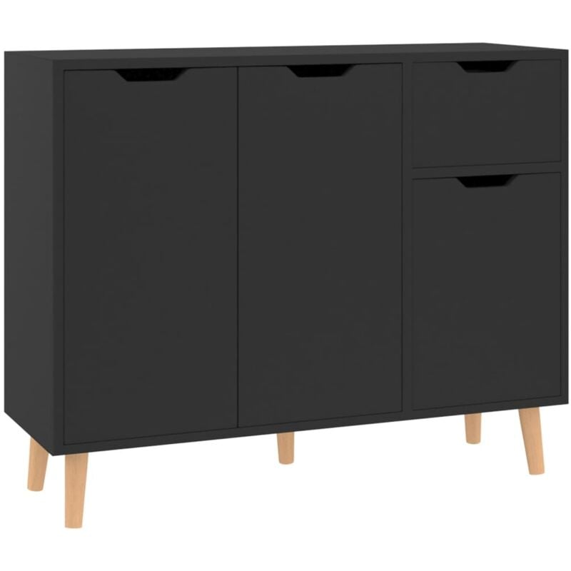 Vidaxl - Buffet noir brillant 90x30x72 cm bois d'ingénierie