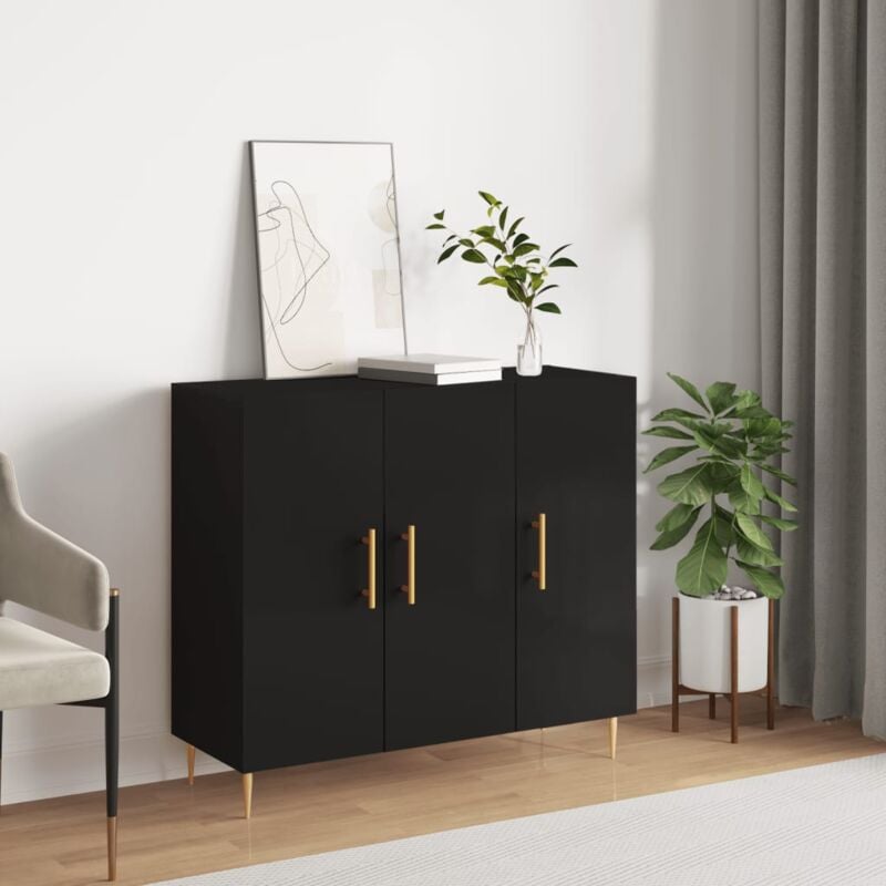 Vidaxl - Buffet noir 90x34x80 cm bois d'ingénierie