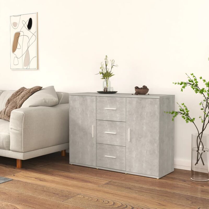 Vidaxl - Buffet Gris béton 91x29,5x65 cm Bois d'ingénierie
