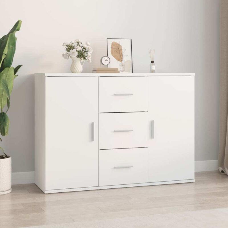 vidaXL Buffet blanc 91x29,5x65 cm bois d'ingénierie
