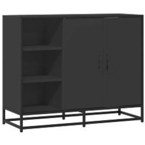 Buffet noir 92x35x76 bois d’ingénierie