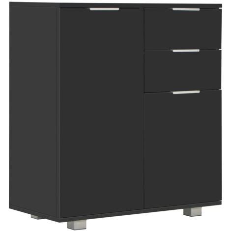 Buffet Noir brillant 71x35x80 cm Bois d'ingénierie vidaXL
