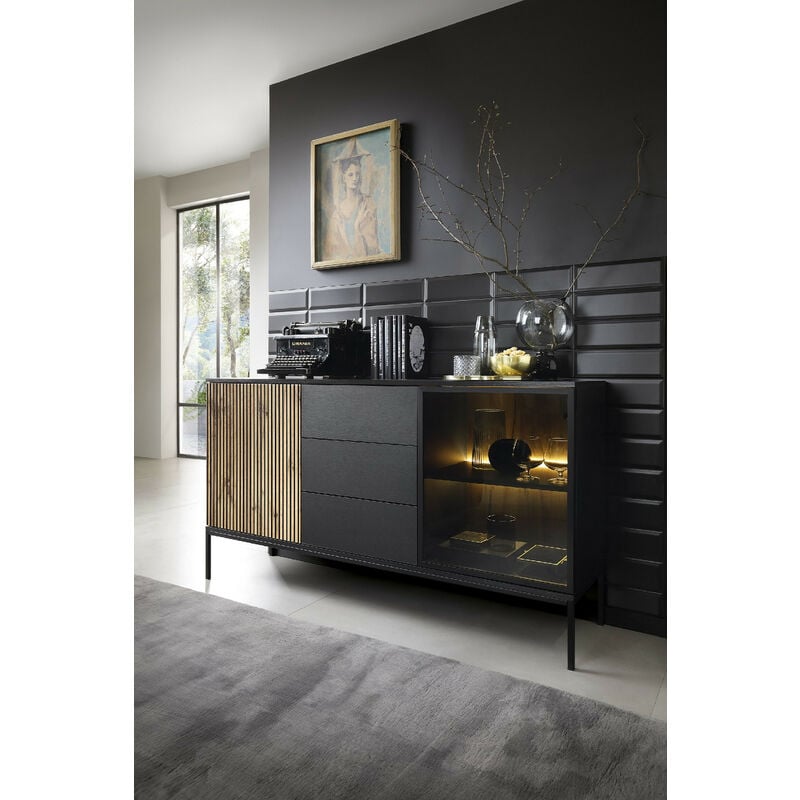 Azura Home Design - Buffet odense 154 cm chêne et noir