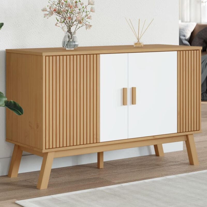 Vidaxl - Buffet olden blanc et marron 114x43x73,5 cm bois massif de pin