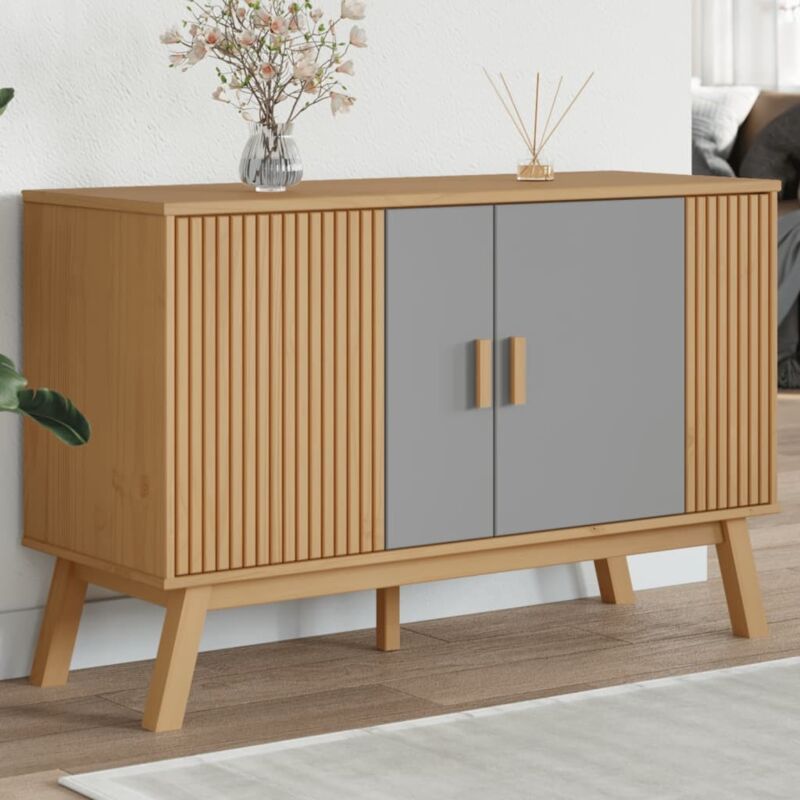 Vidaxl - Buffet olden gris et marron 114x43x73,5 cm bois massif de pin