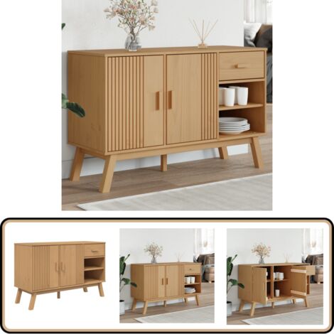 Buffet OLDEN marron 114x43x73,5 cm bois massif de pin - Buffet - Armoire De Rangement - Meuble De Salon - Mobilier Scandinave - Meuble En Bois