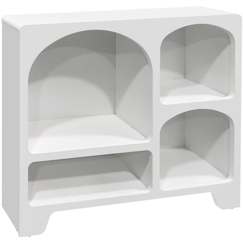 Sweeek - Buffet organique 4 compartiments. buffet bas. effet bois blanc 90cm