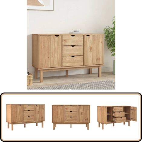 Buffet OTTA 113,5x43x73 cm Bois massif de pin - Buffet - Meuble De Rangement - Commode - Mobilier Scandinave - Bois Massif