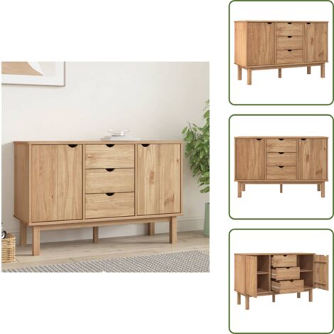 Buffet OTTA 113,5x43x73 cm Bois massif de pin - Buffet - Meuble De Rangement - Commode - Mobilier Scandinave - Bois Massif