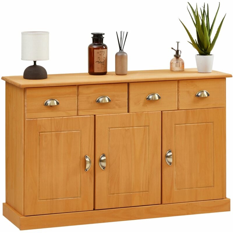 Buffet salon paris L116cm bois massif, Brun