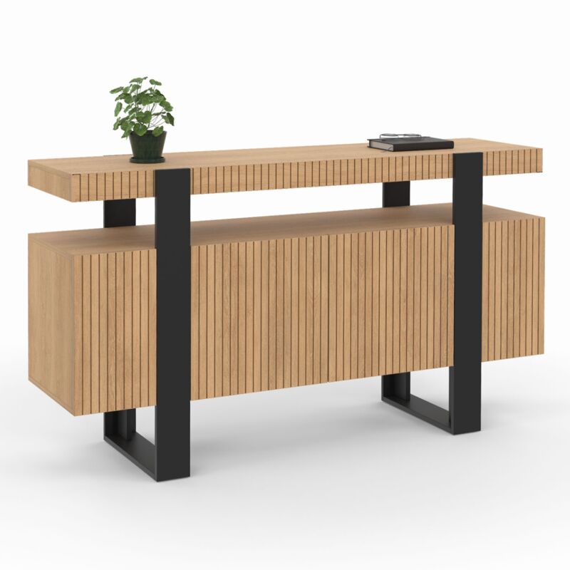 Buffet 140 cm OCTAVE 4 portes lattes tasseau bois