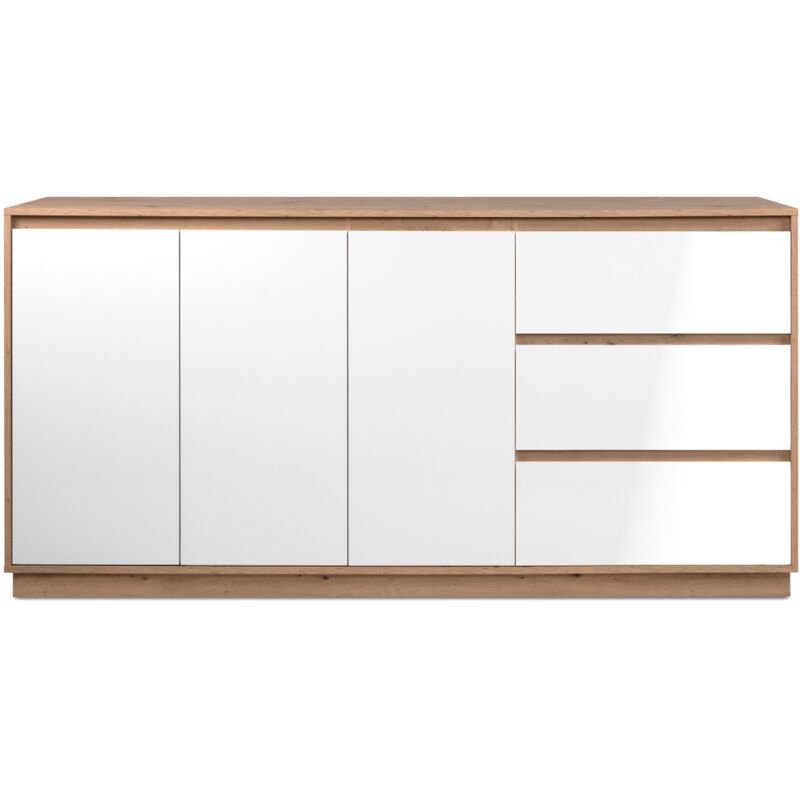 Buffet Phoenix Décor chene artisan / blanc hgl - 3 portes - 3 tiroirs - 178 x 88 x 40 cm