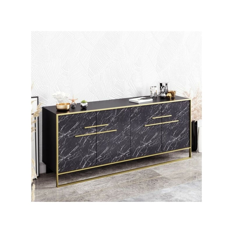 Buffet polka noir et doré 180 cm