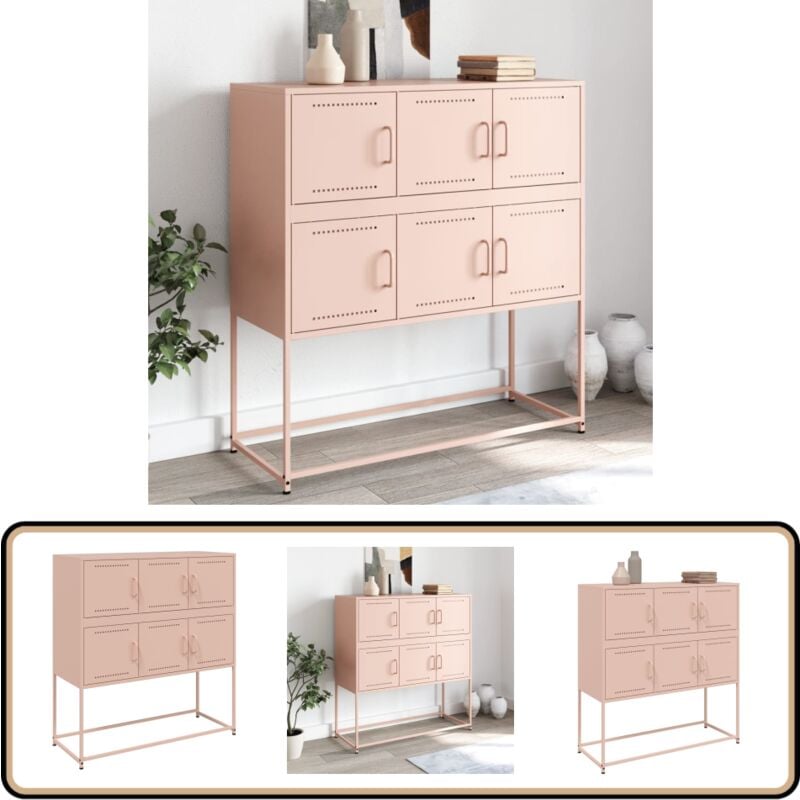 Vidaxl - Buffet rose 100,5x39x107 cm acier - Buffet Design - Meuble Rangement - Armoire Moderne - Couleur Rose - Acier Robuste