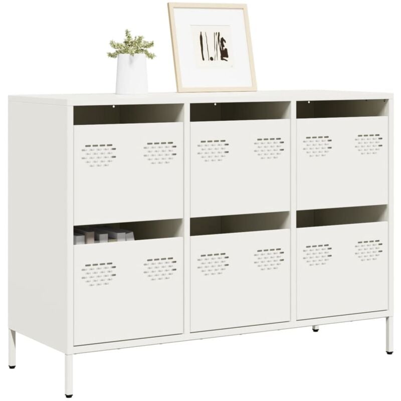Vidaxl - Buffet blanc 101,5x39x73,5 cm acier laminé à froid