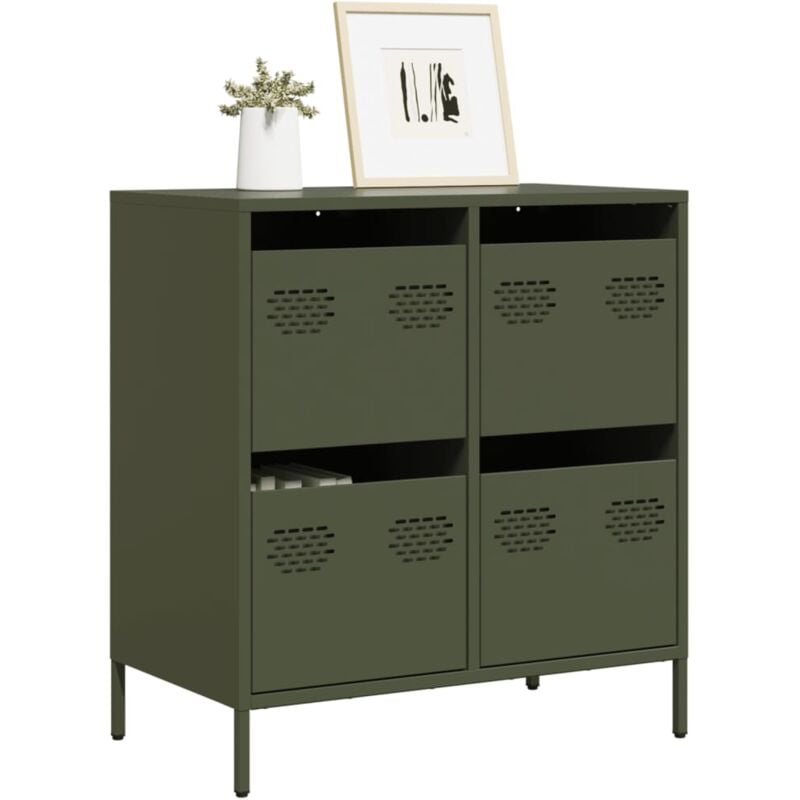 Vidaxl - Buffet vert olive 68x39x73,5 cm acier laminé à froid