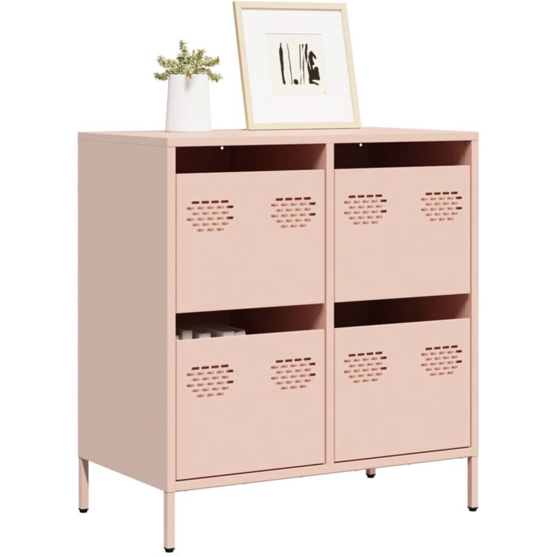 Vidaxl - Buffet rose 68x39x73,5 cm acier laminé à froid