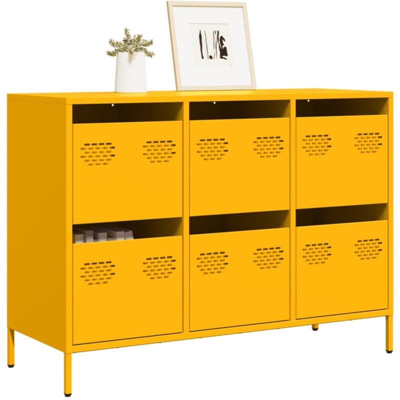 Vidaxl - Buffet jaune moutarde 101,5x39x73,5 cm acier laminé à froid