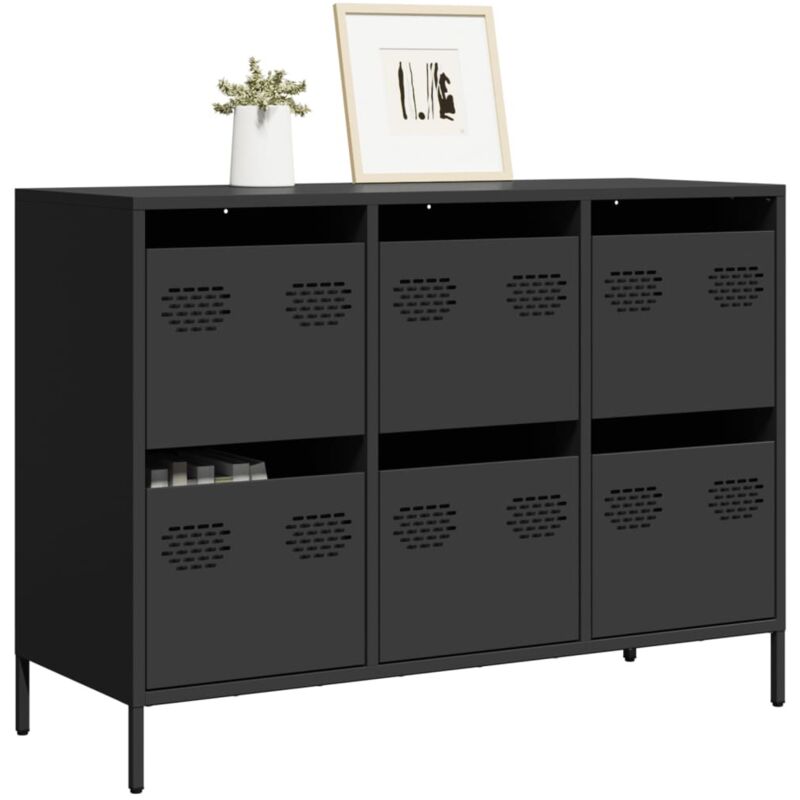 Vidaxl - Buffet noir 101,5x39x73,5 cm acier laminé à froid