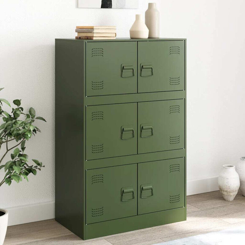 Vidaxl - Buffet vert olive 67x39x107 cm acier