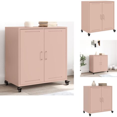 Buffet rose 68,5x39x72 cm acier - Buffet Design - Meuble Rangement - Armoire Élégante - Buffet Acier - Mobilier Salon