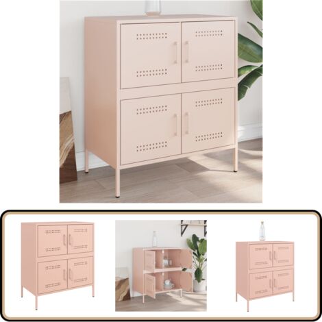 Buffet rose 68x39x79 cm acier - Buffet Industriel - Meuble Rangement - Armoire Design - Commode Moderne - Mobilier Salon