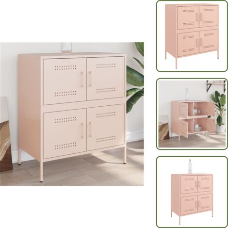 Buffet rose 68x39x79 cm acier - Buffet Industriel - Meuble Rangement - Armoire Design - Commode Moderne - Mobilier Salon