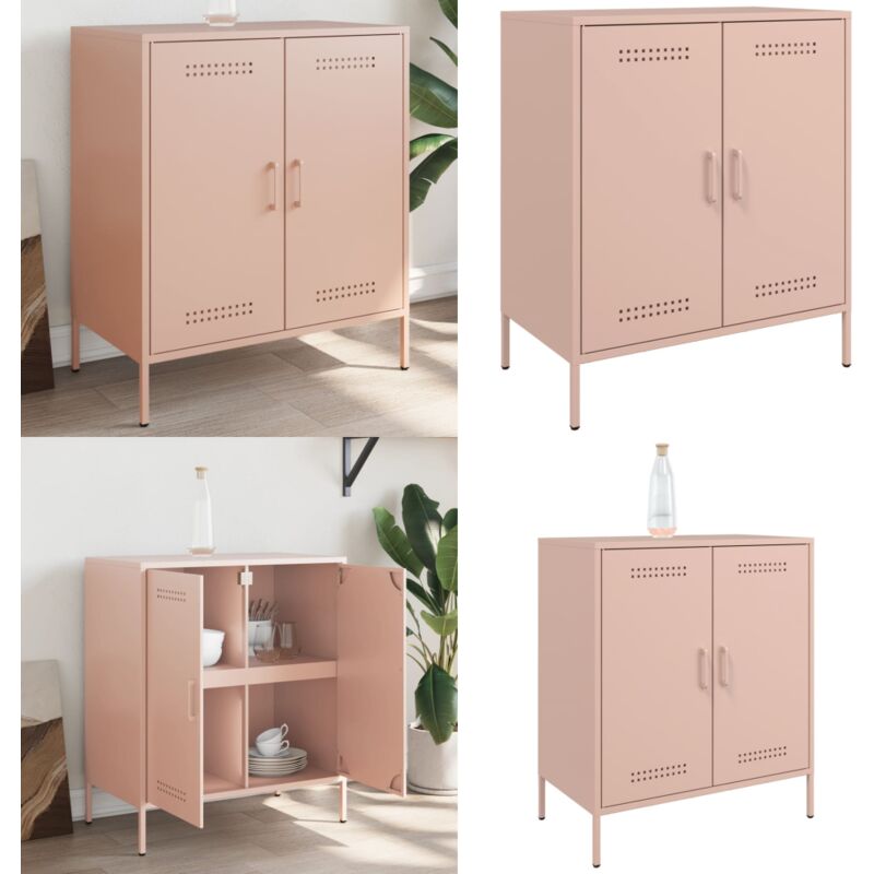Vidaxl - Buffet rose 68x39x79 cm acier - Buffet Industriel - Meuble Rangement - Armoire Design - Couleur Rose - Mobilier Salon - Home & Living