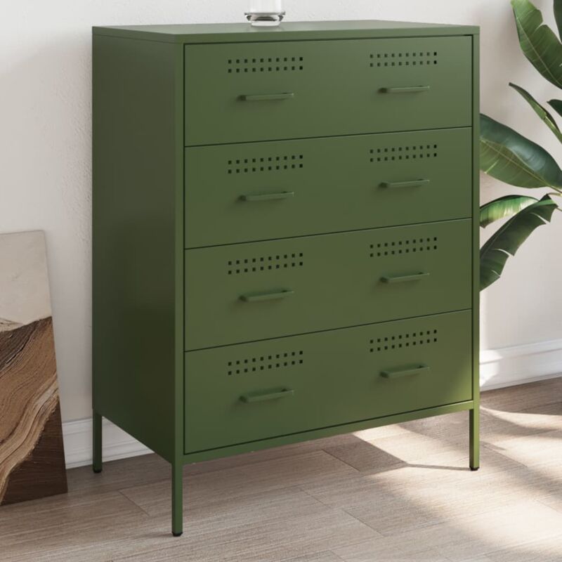 Vidaxl - Buffet vert olive 68x39x89 cm acier