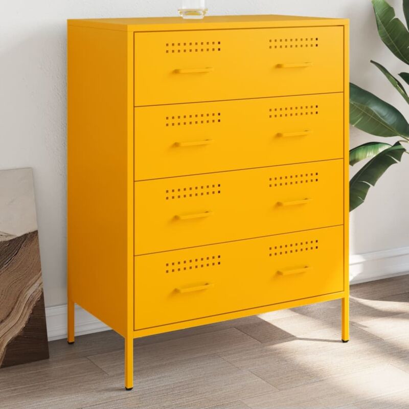 Buffet jaune moutarde 68x39x89 cm acier vidaXL