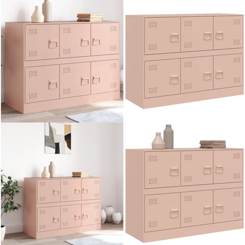 Vidaxl - Buffet rose 99x39x73 cm acier - Buffet Rose - Meuble Rangement - Armoire Entrée - Commode Salon - Meuble Acier - Home & Living