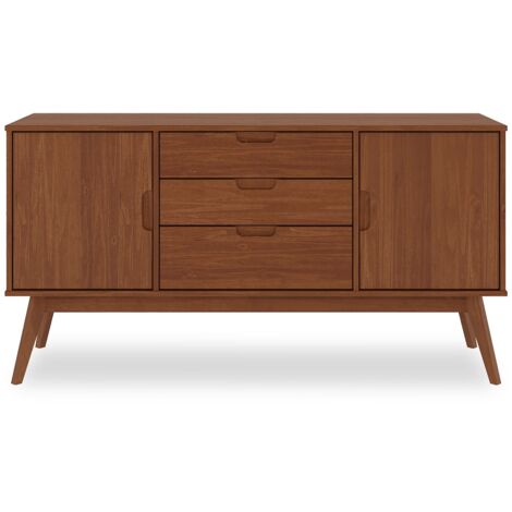 Buffet salle à manger TIVOLI L 145 cm, 3 tiroirs et 2 portest, bois massif, couleurs marron
