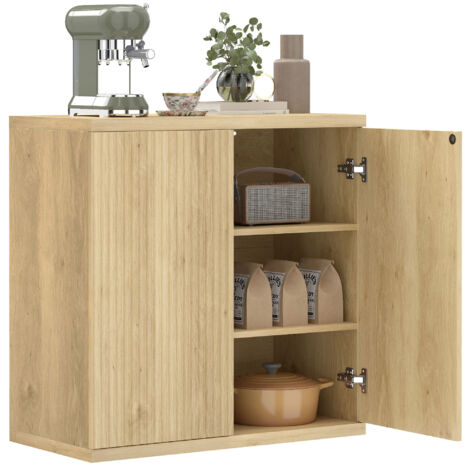 Buffet Salon. Meuble de Rangement Moderne avec Portes à Fermeture Douce et Étagères Ajustables. 78 x 39 x 79 cm. Chêne