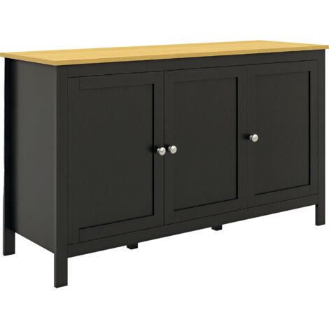 Buffet Salon  Meuble de Rangement Moderne MDF Noir 120x40x70 cm