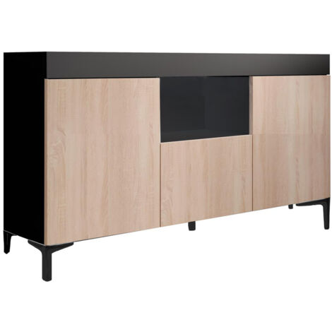 LETTIEMOBILI Buffet Salon Meuble TV 2 portes Meuble TV de salon 130x70x32,5cm Modèle Kai Étagère amovible