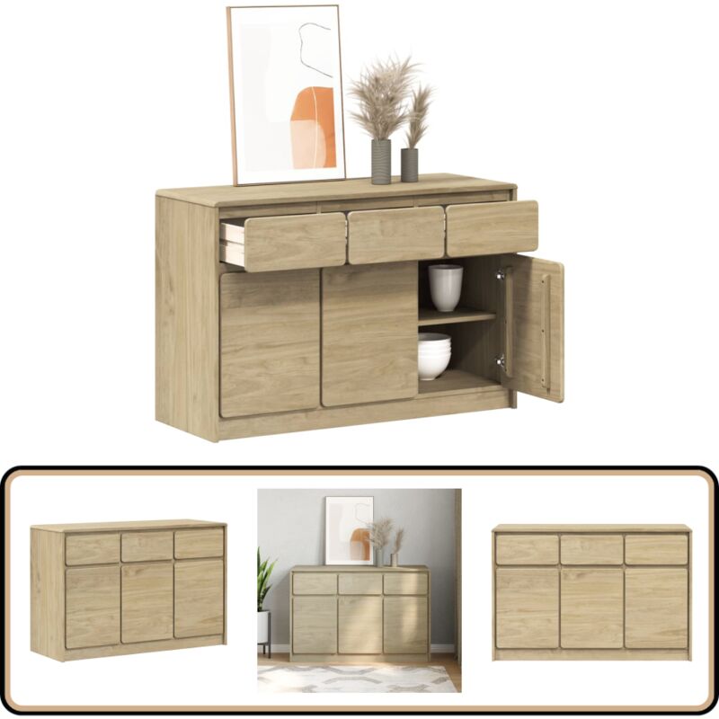 Vidaxl - Buffet sauda chêne 114x43x75,5 cm bois massif de pin - Buffet - Meuble De Rangement - Armoire - Commode - Bois Massif