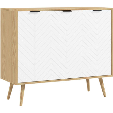 Buffet scandinave 3 portes ALBINE bois et blanc