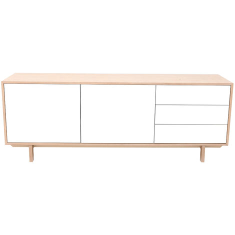 Buffet scandinave bois et blanc 2 portes 3 tiroirs L195cm SID